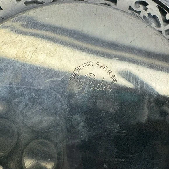 Vtg Roden Brother Sterling Silver Ashtray With Glass Insert 53 Grams 1.9 Fl Oz - Picture 10 of 11